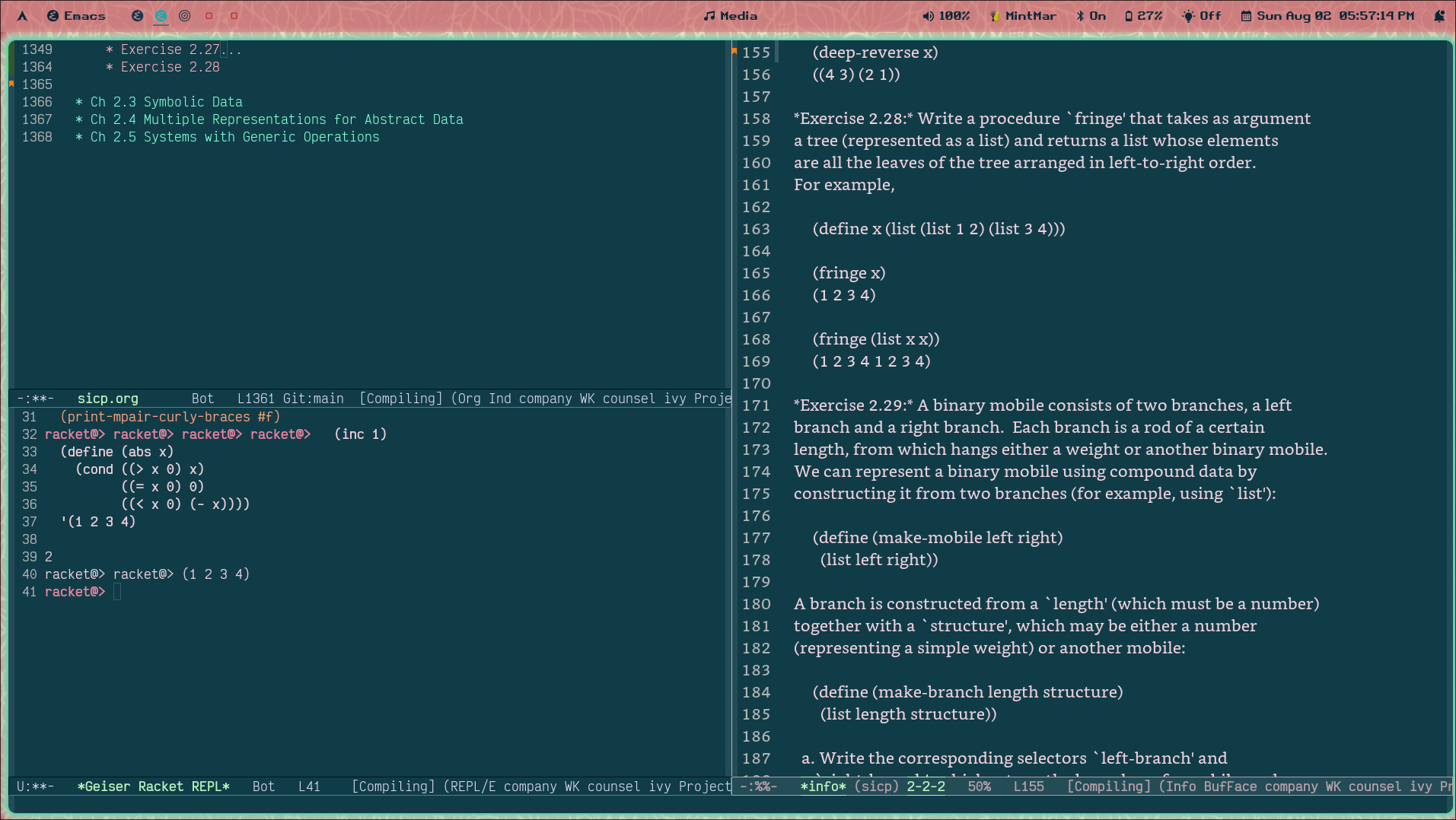 pic of my prefered buffers for reading SICP